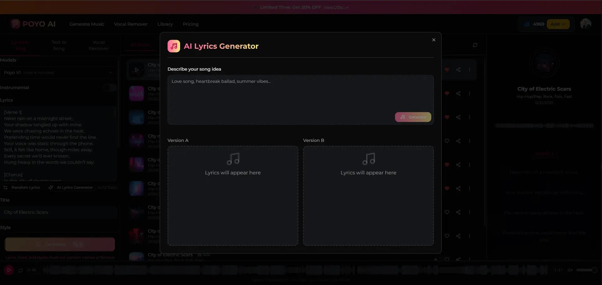 Musirio Lyrics Generator Tool